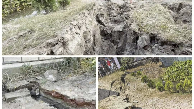 নরসিংদীজুড়ে ভূমিকম্পে মাটি ফাটলের চিহ্ন