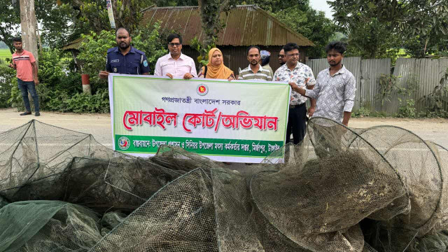 মির্জাপুরে চায়না জাল ধ্বংস করলো ভ্রাম্যমাণ আদালত