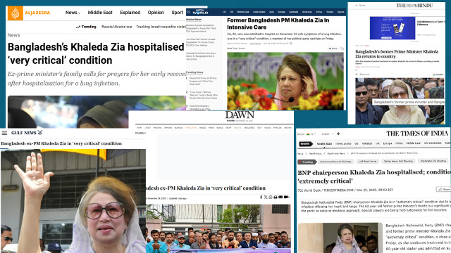 বিশ্ব গণমাধ্যমে খালেদা জিয়ার অসুস্থতার খবর